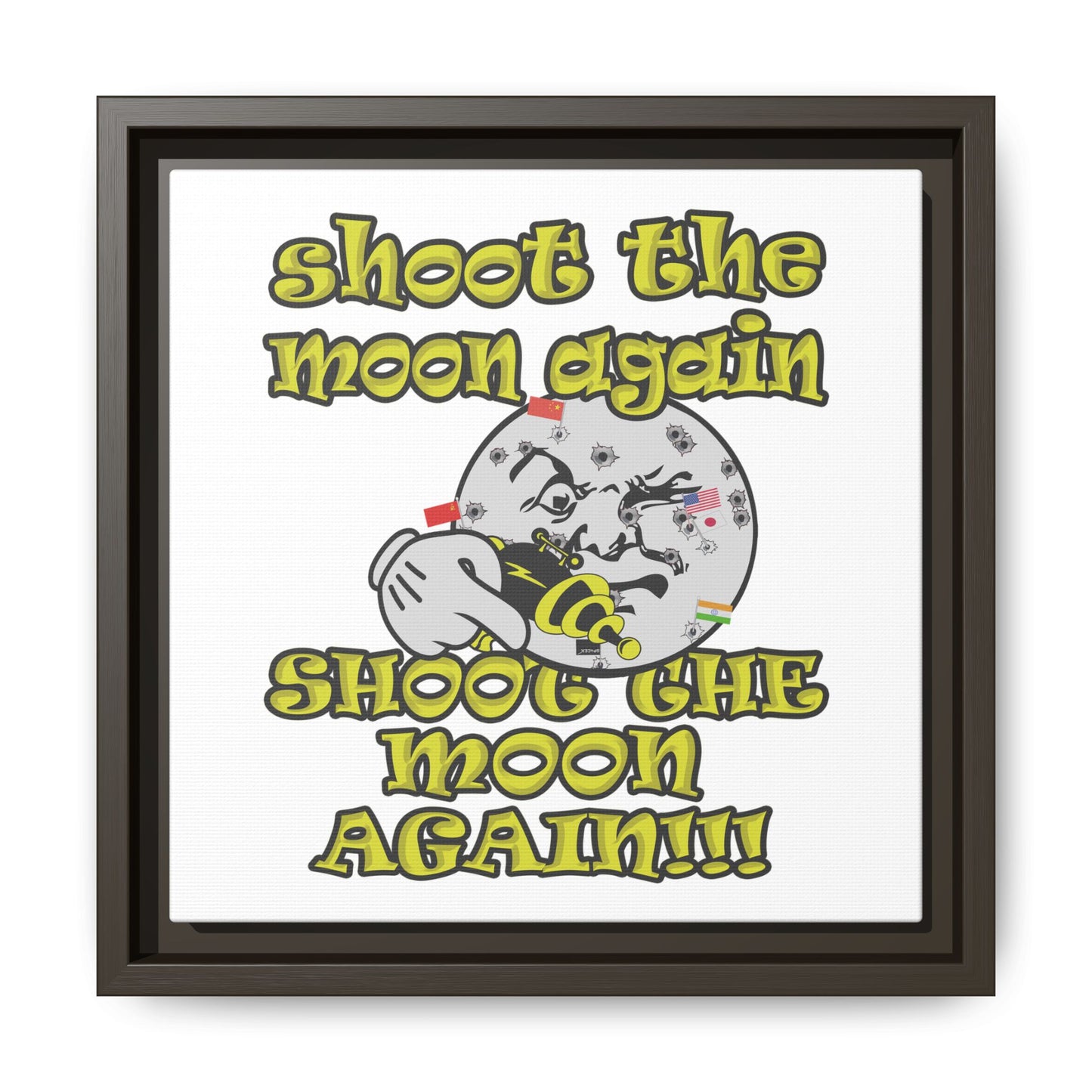 shoot the moon again - framed canvas art (white)
