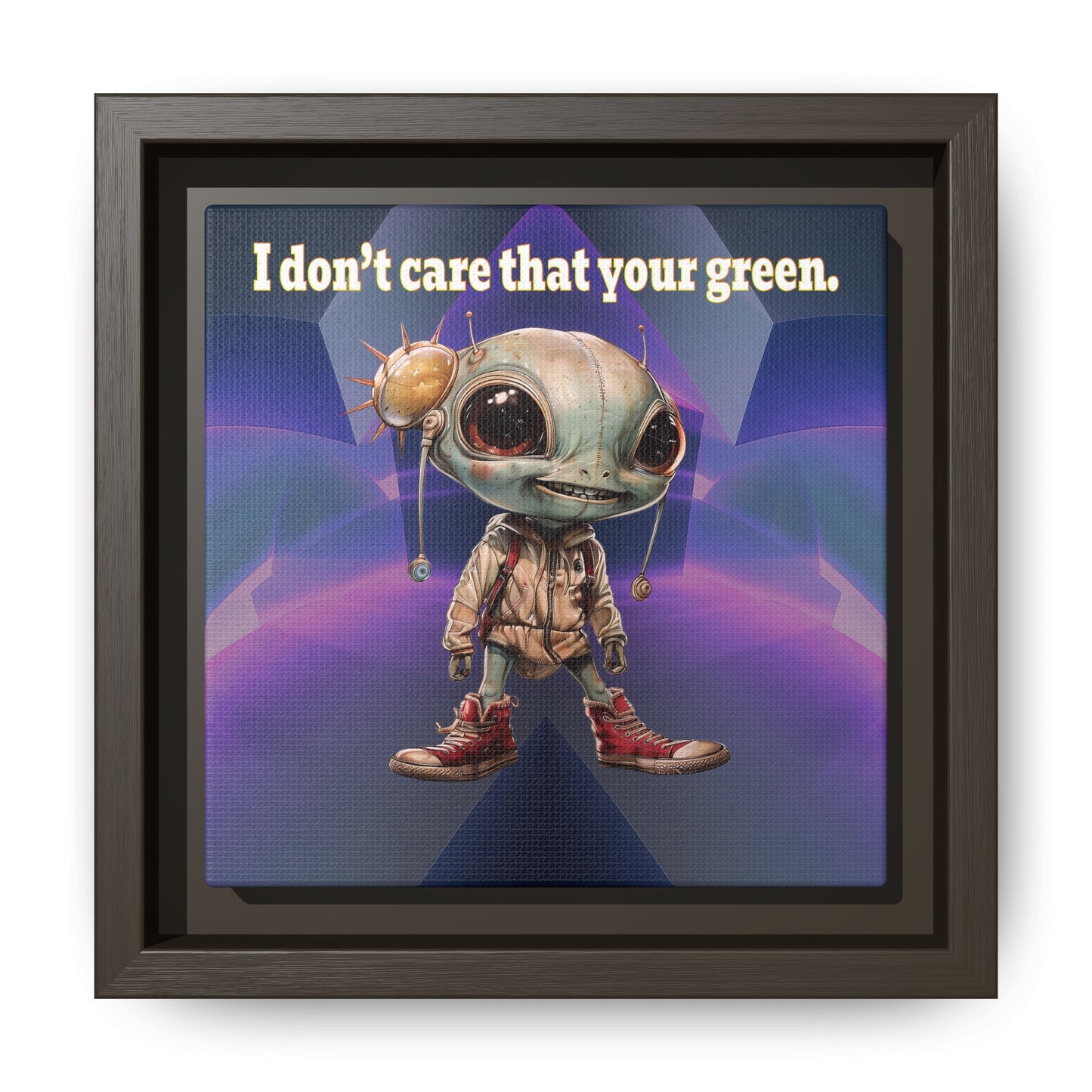 I don't care that your green - framed canvas art (grey-pink wave)