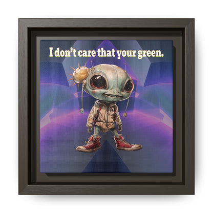 I don't care that your green - framed canvas art (grey-pink wave)