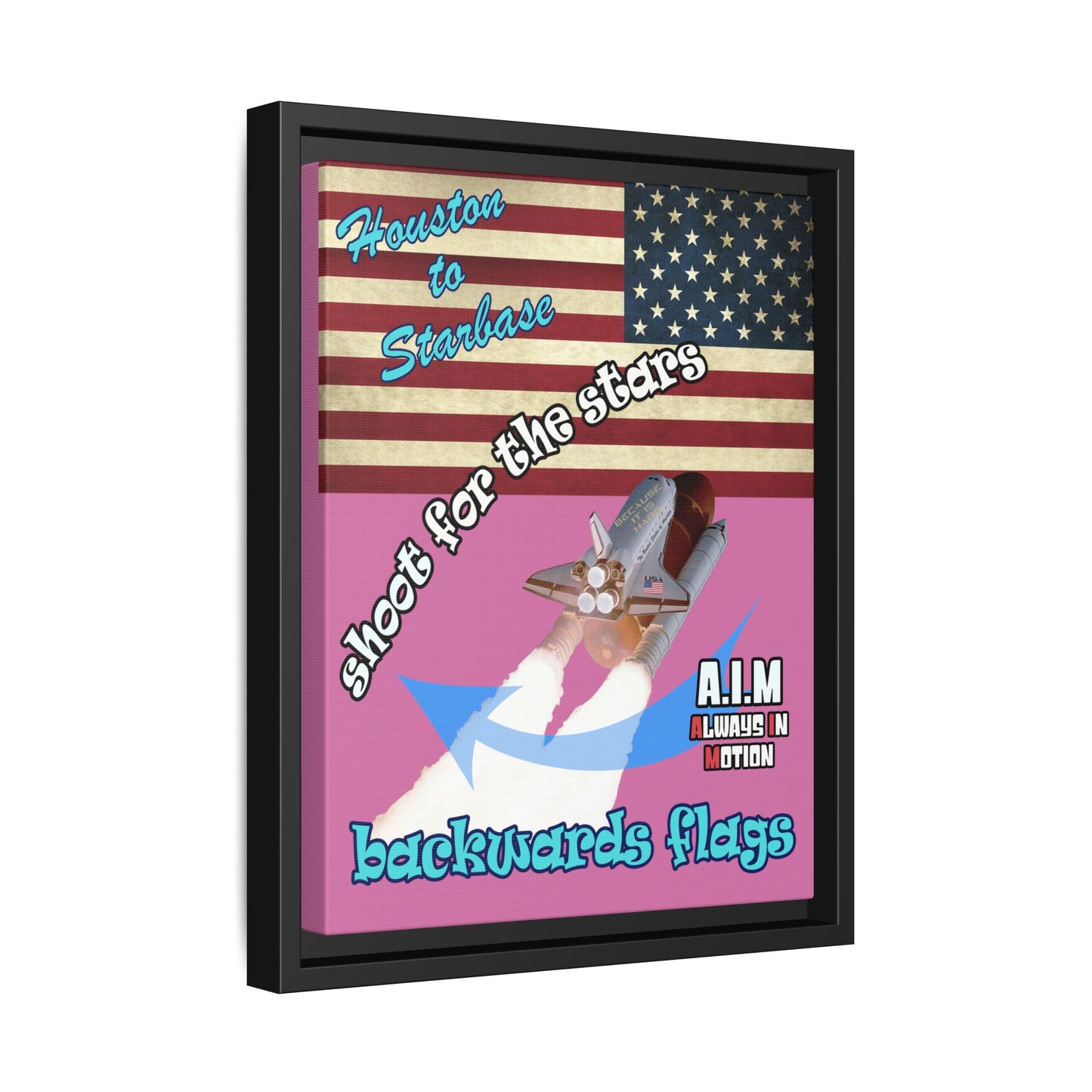 shoot for the stars - framed canvas art (light pink)