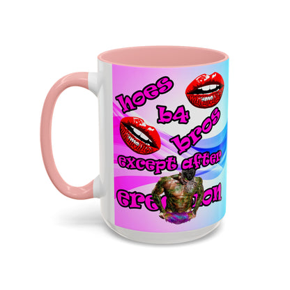 hoes b4 bros - Accent Mug (light blue-pink wave)