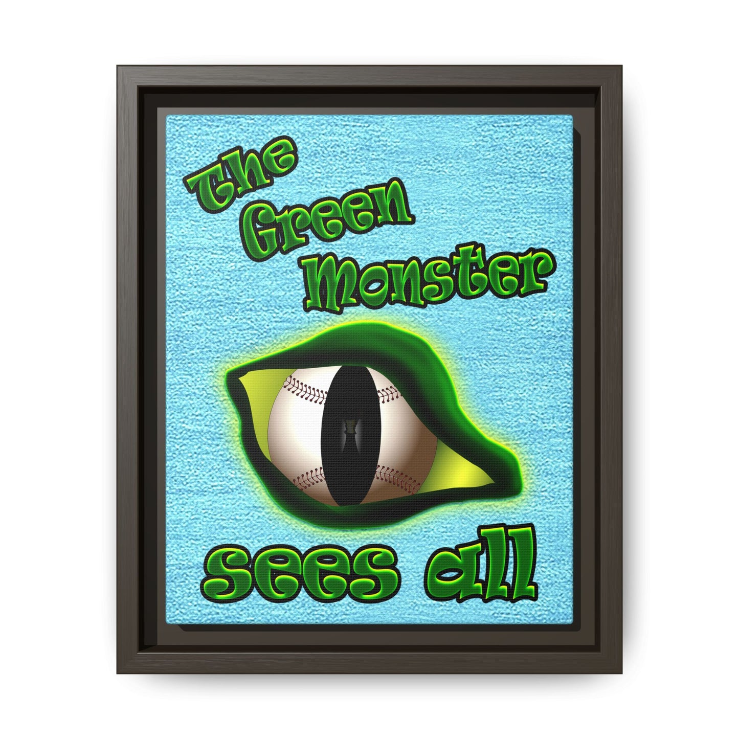 green monster - framed canvas art (faded blue)