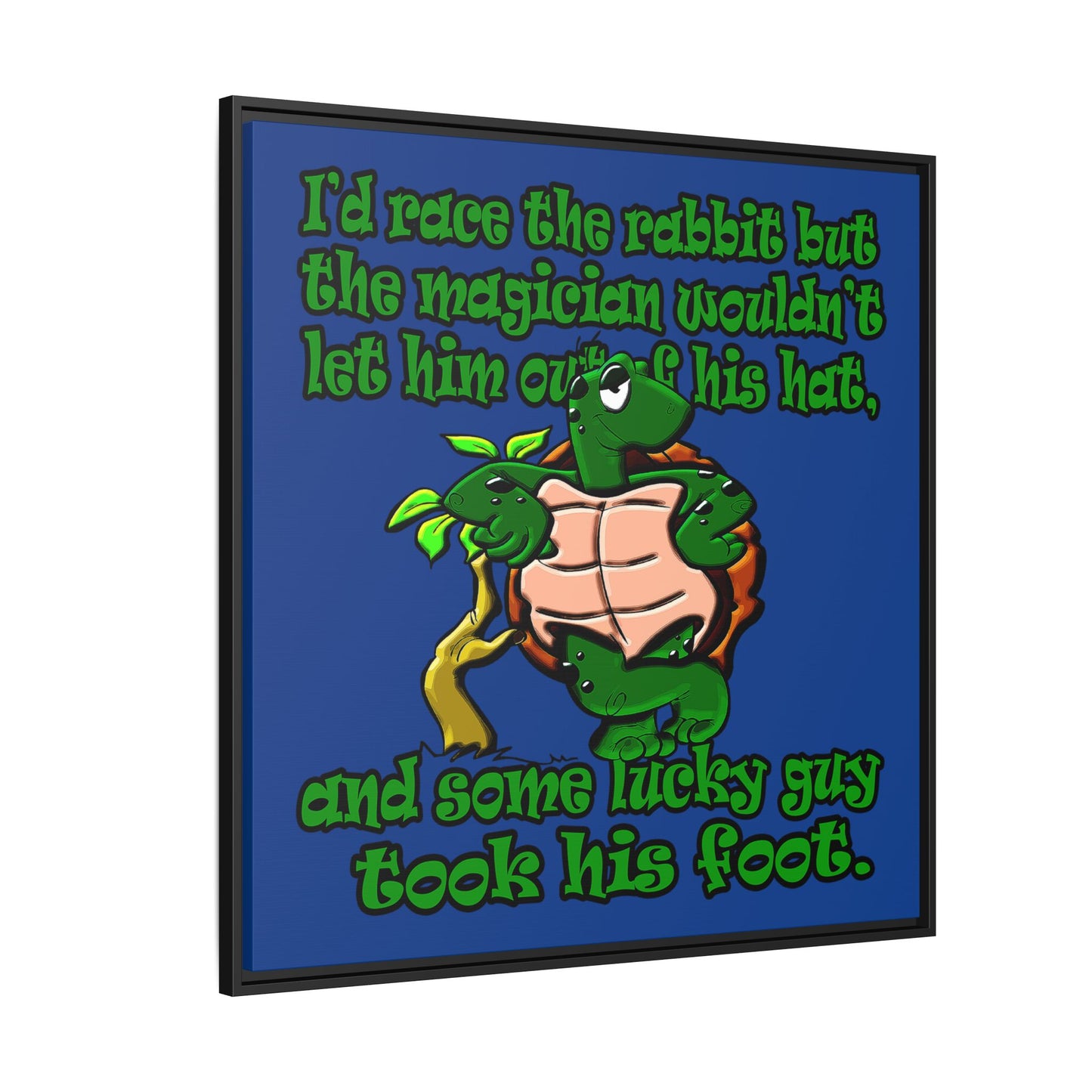 turtle race - framed canvas art (dark blue)