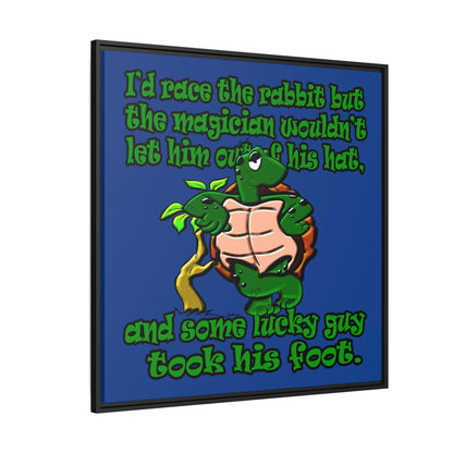 turtle race - framed canvas art (dark blue)