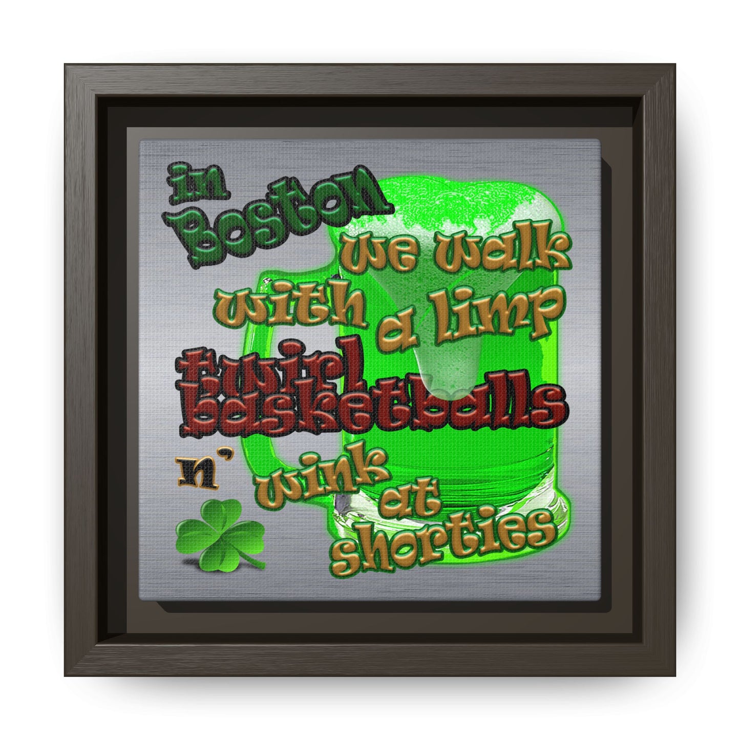 celtics logo - framed canvas art (brushed nickel)