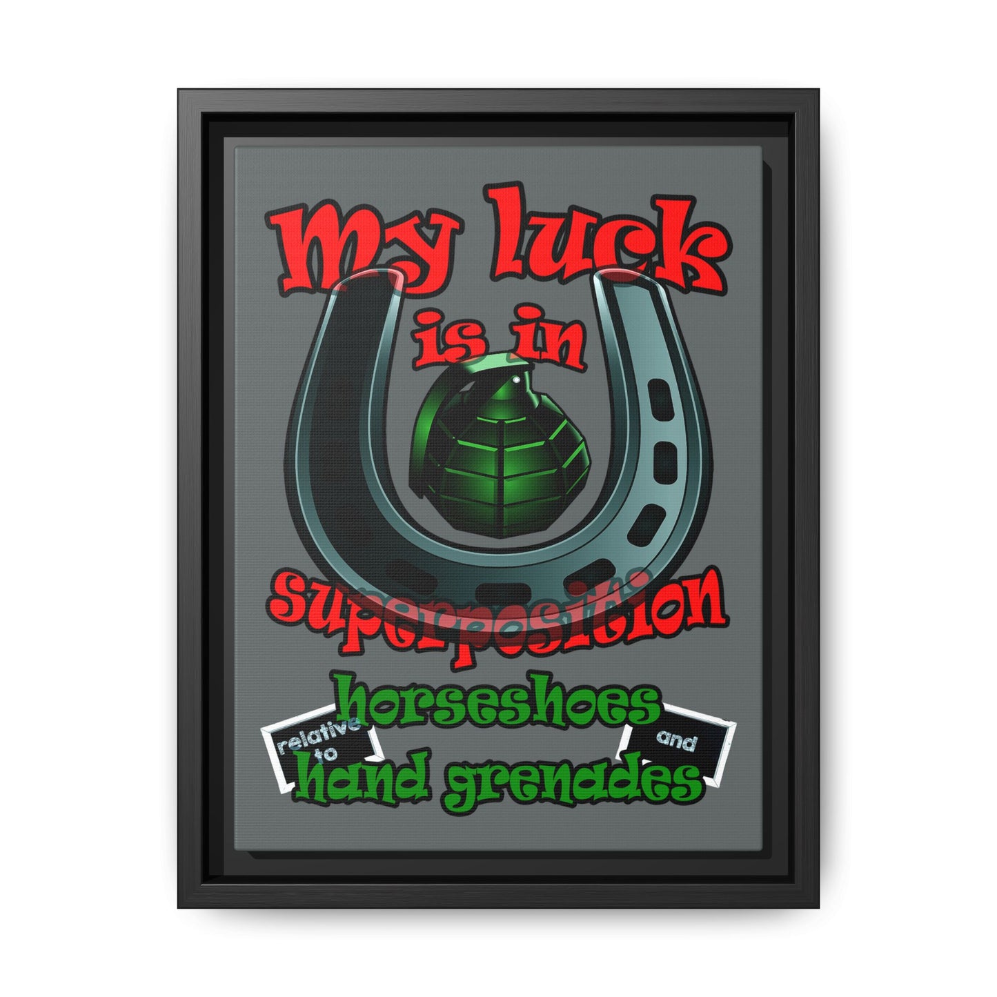 my luck - framed canvas art (dark grey)