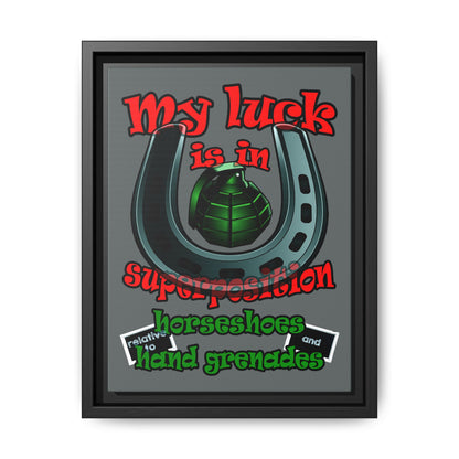 my luck - framed canvas art (dark grey)