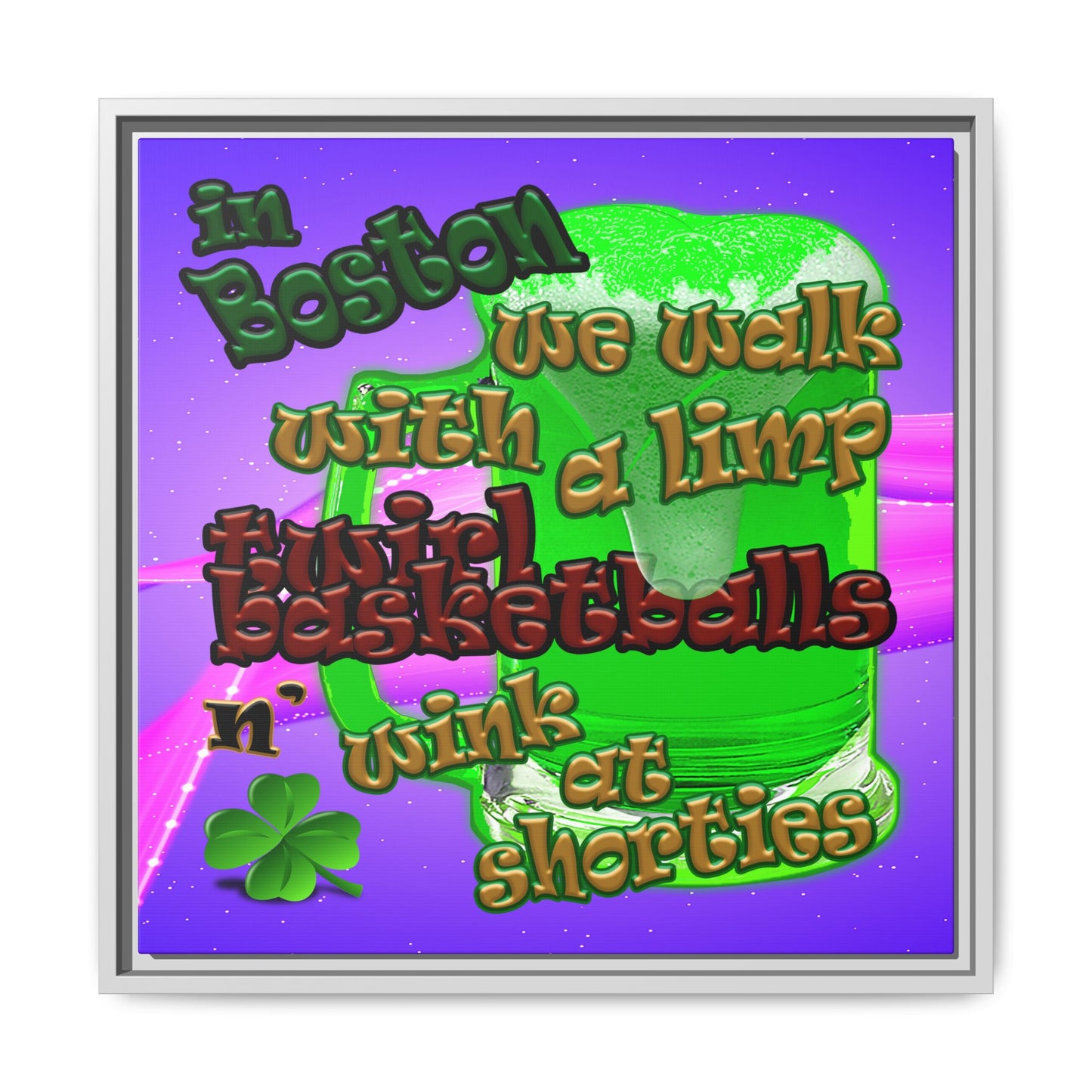 celtics logo - framed canvas art (purple-pink wave)