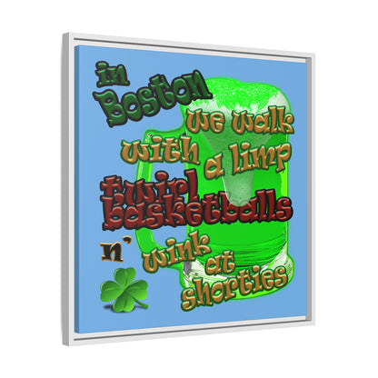 celtics logo - framed canvas art (light blue)