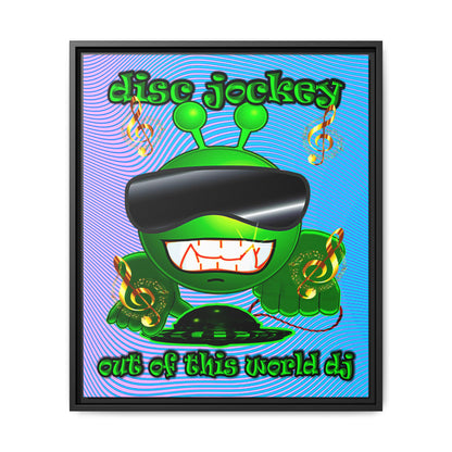 disc jockey - framed canvas art (light blue-purple wave)