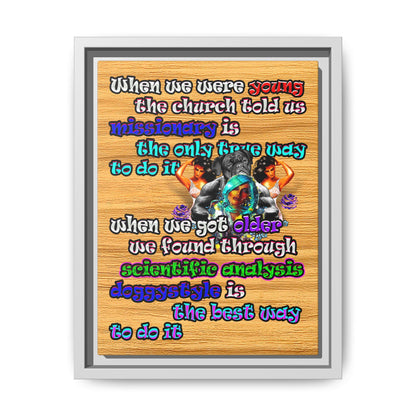 doggystyle - framed canvas art (butterscotch wood finish)