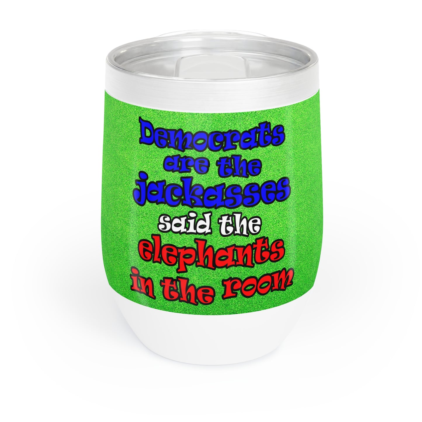 donkeys and elephants - Chill Wine Tumbler (green turf)
