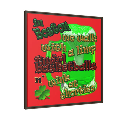 celtics logo - framed canvas art (red)