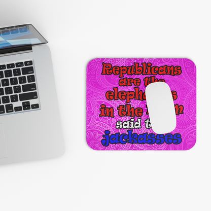 donkeys and elephants - Mouse Pad (Rectangle) (pink swirl)