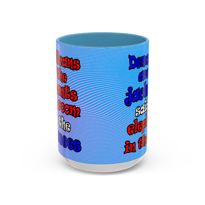 donkeys and elephants - Accent Mug (light blue-purple wave)