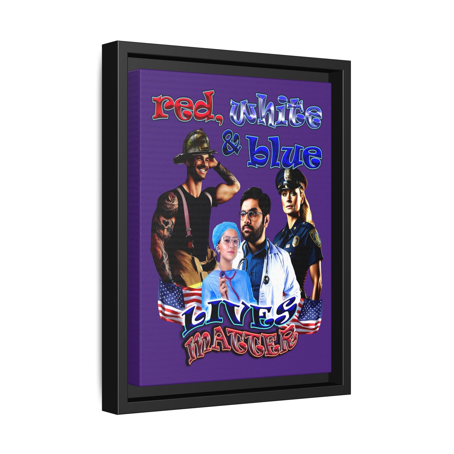 rw&b lives matter - framed canvas art (purple)
