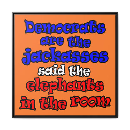 donkeys and elephants - framed canvas art (crusta)