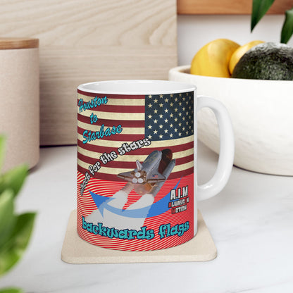 shoot for the stars - White Mug (yellow-orange wave)