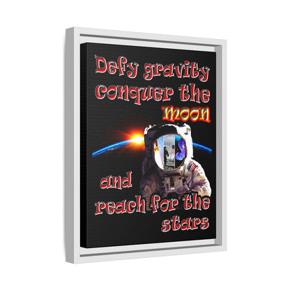 defy conquer reach - framed canvas art (black)