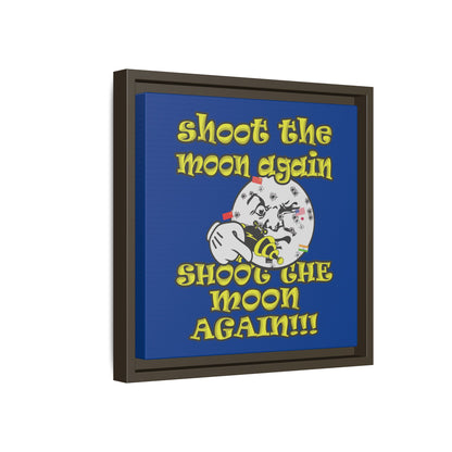 shoot the moon again - framed canvas art (dark blue)