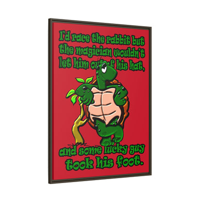 turtle race - framed canvas art (dark red)
