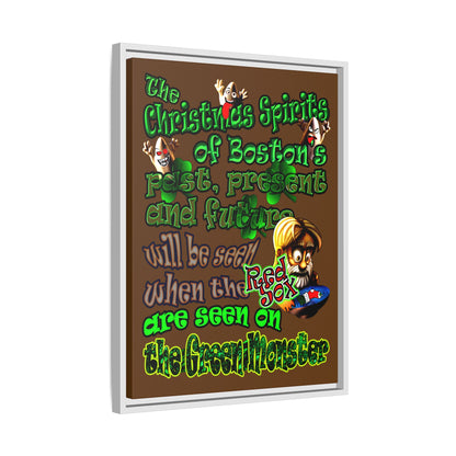 christmas spirits of boston - framed canvas art (brown)