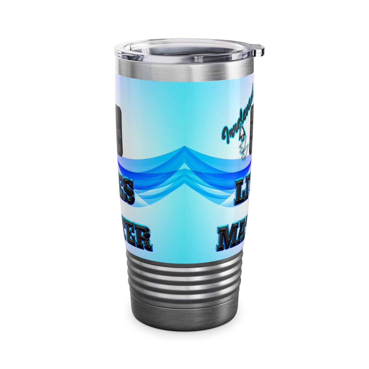 irrelevant - Ringneck Tumbler, 20oz (light blue-pink wave)