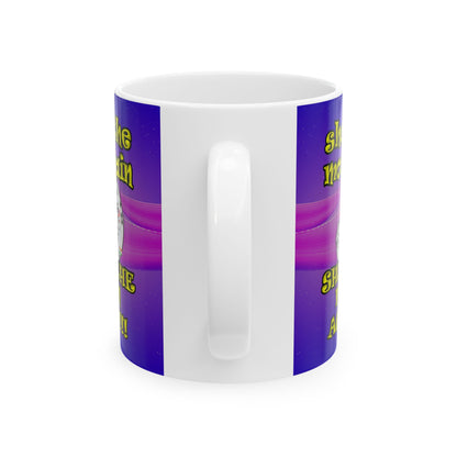 shoot the moon again - White Mug (purple-pink wave)