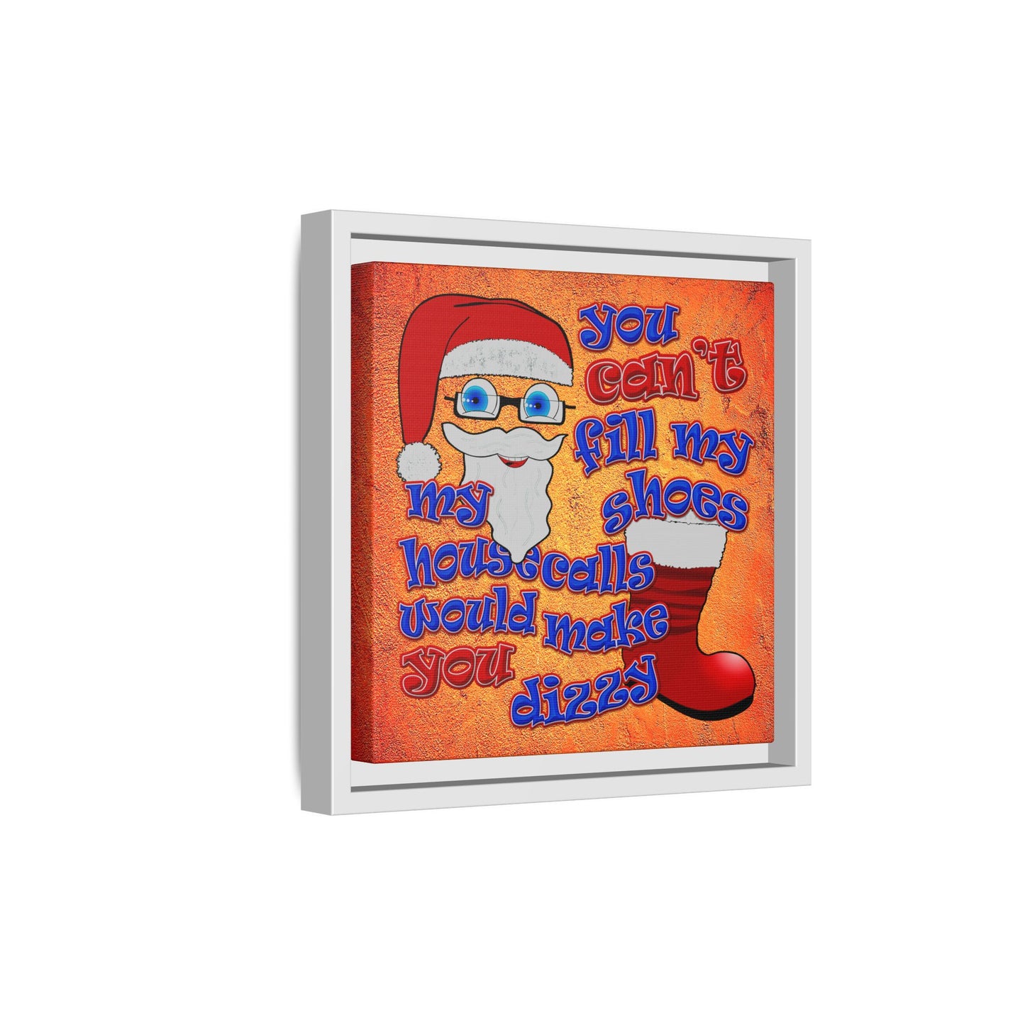 santa's shoes - framed canvas art (burnt orange)