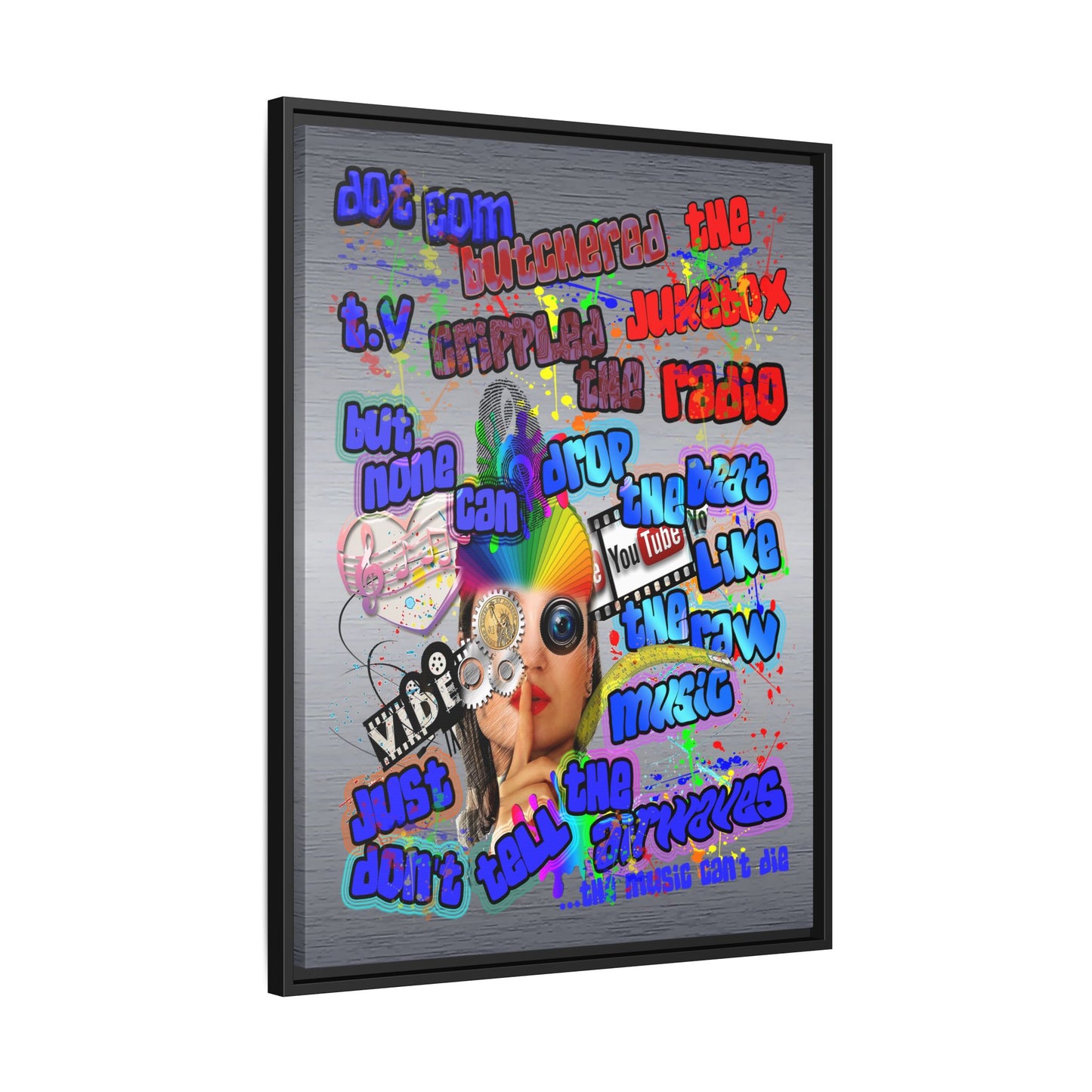 drop the beat - framed canvas art (brushed nickel)
