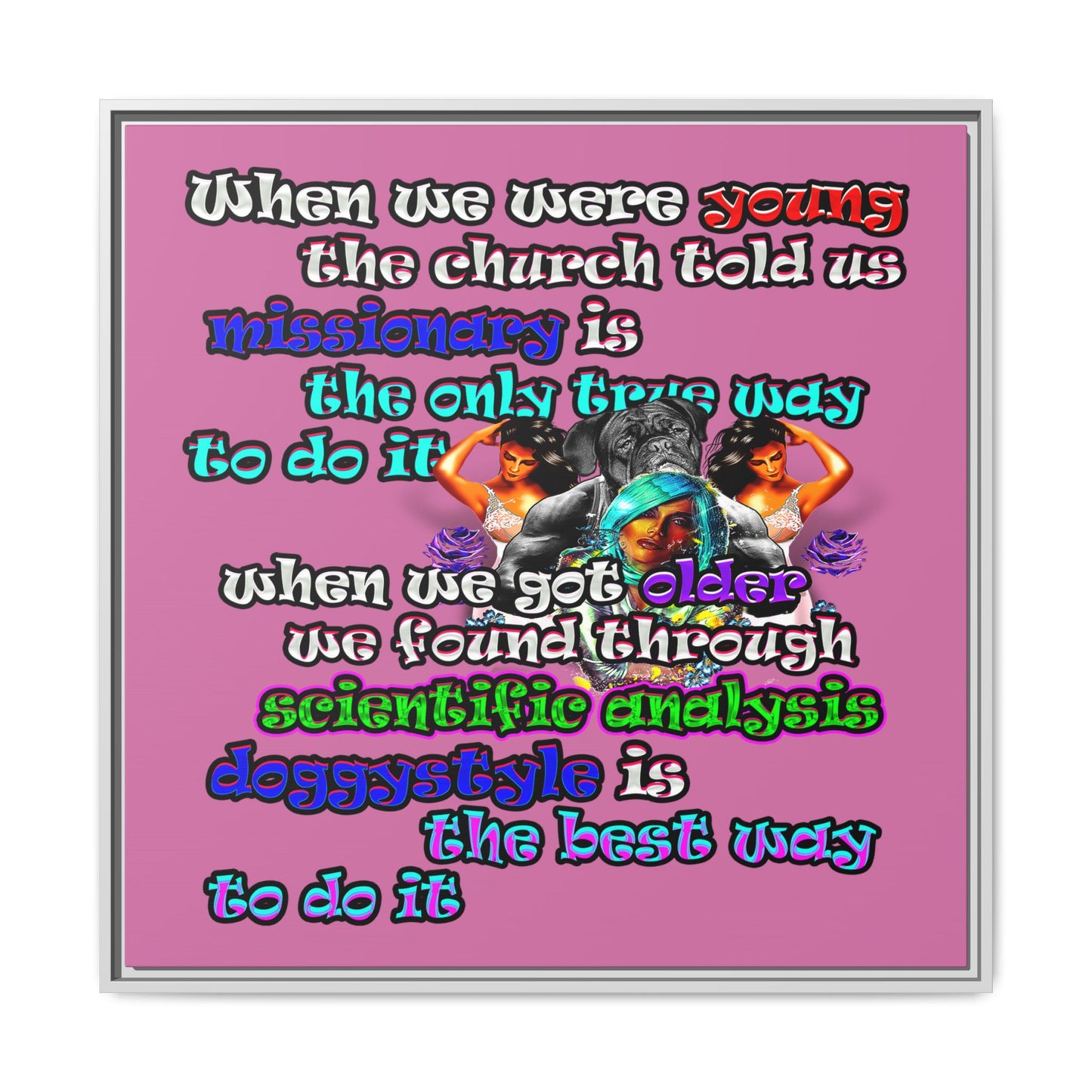 doggystyle - framed canvas art (light pink)