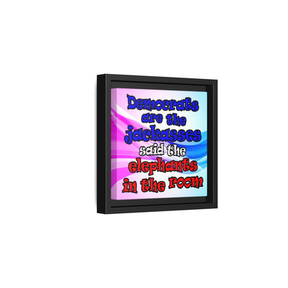 donkeys and elephants - framed canvas art (light blue-pink wave)