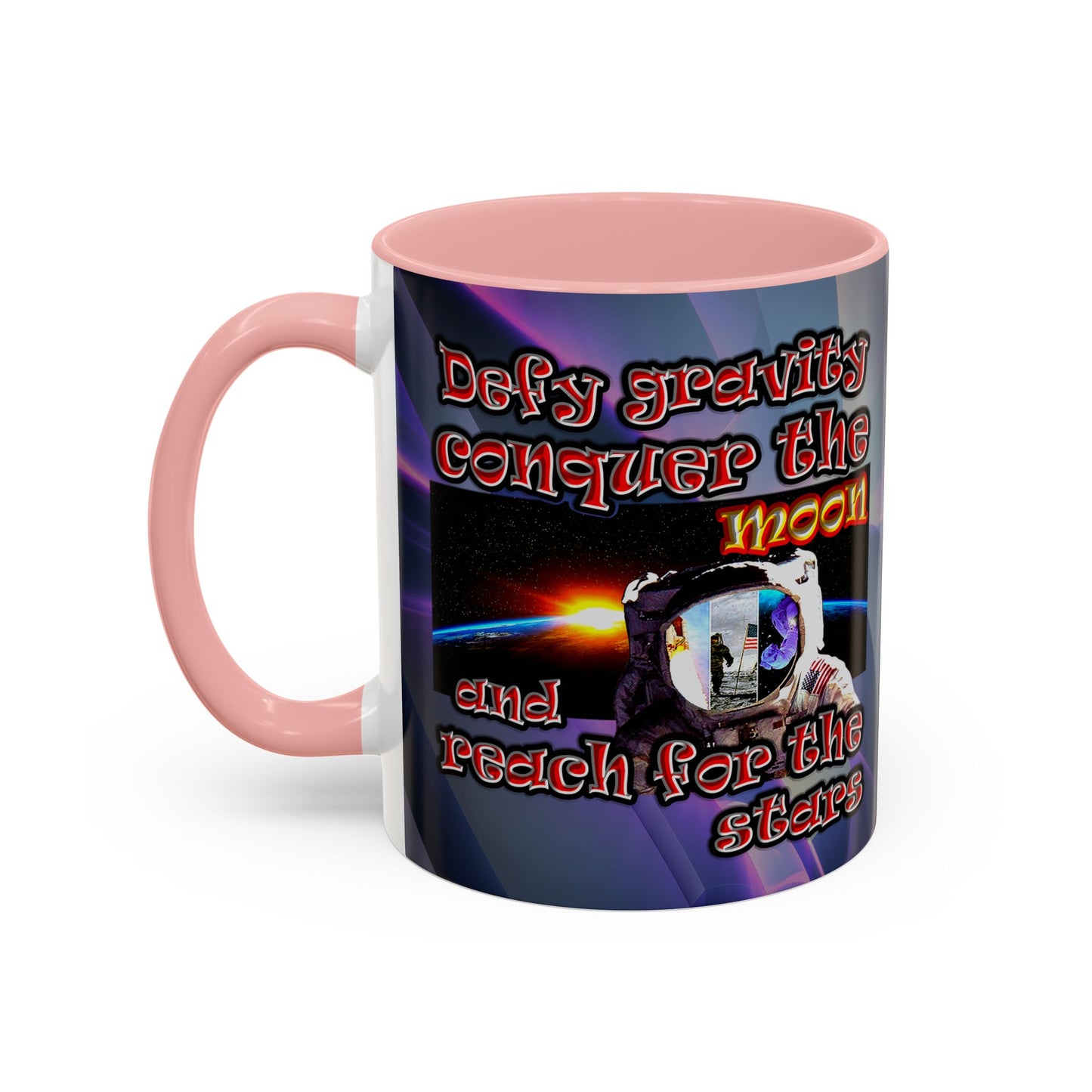defy conquer reach - Accent Mug (grey-pink wave)