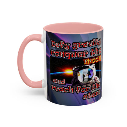 defy conquer reach - Accent Mug (grey-pink wave)