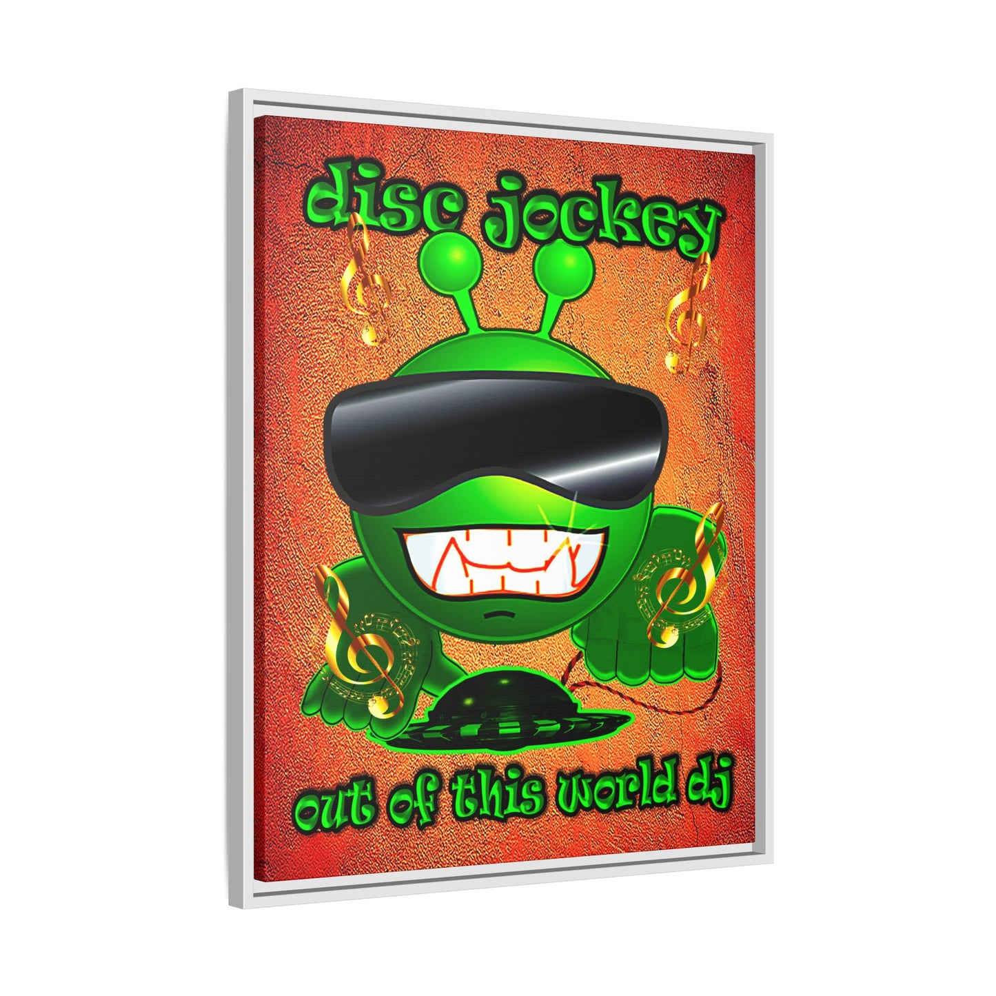 disc jockey - framed canvas art (burnt orange)
