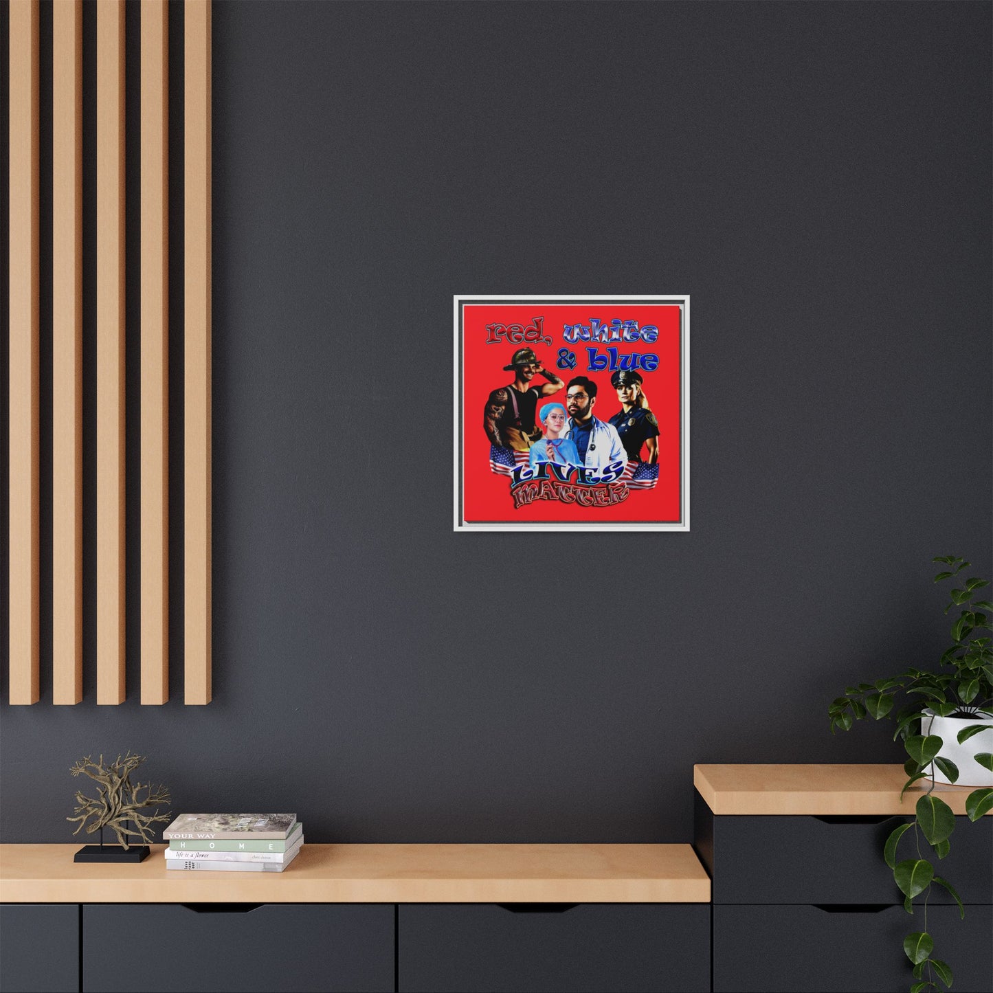 rw&b lives matter - framed canvas art (red)