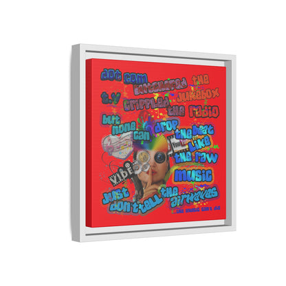 drop the beat - framed canvas art (red)