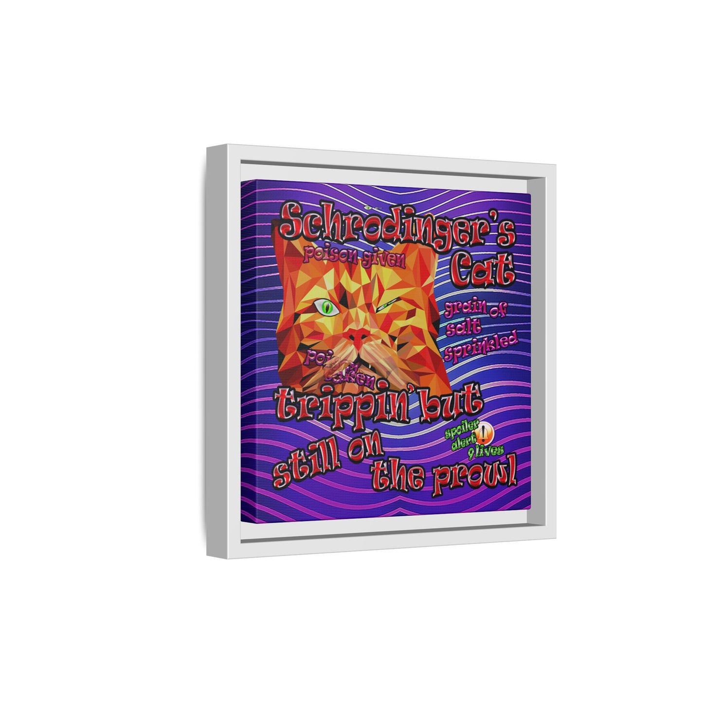 schrodinger's cat - framed canvas art (purple wave)