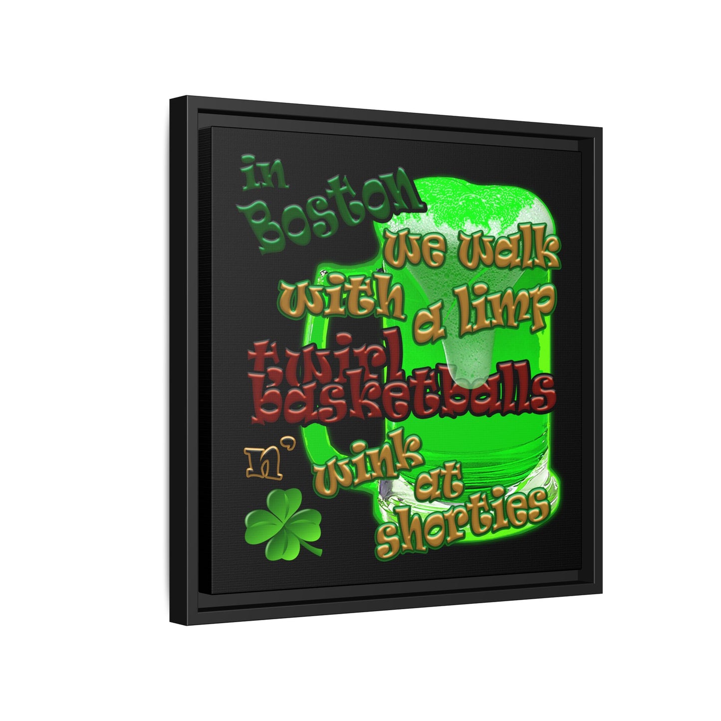 celtics logo - framed canvas art (black)