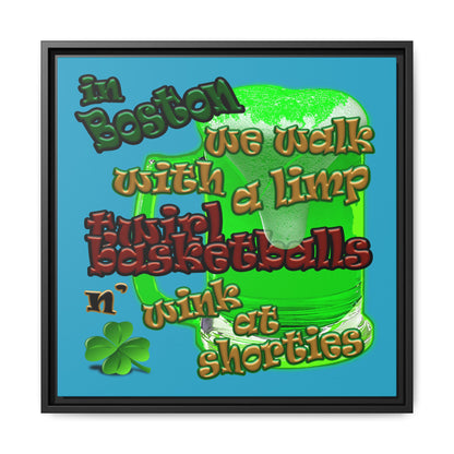 celtics logo - framed canvas art (turquoise)