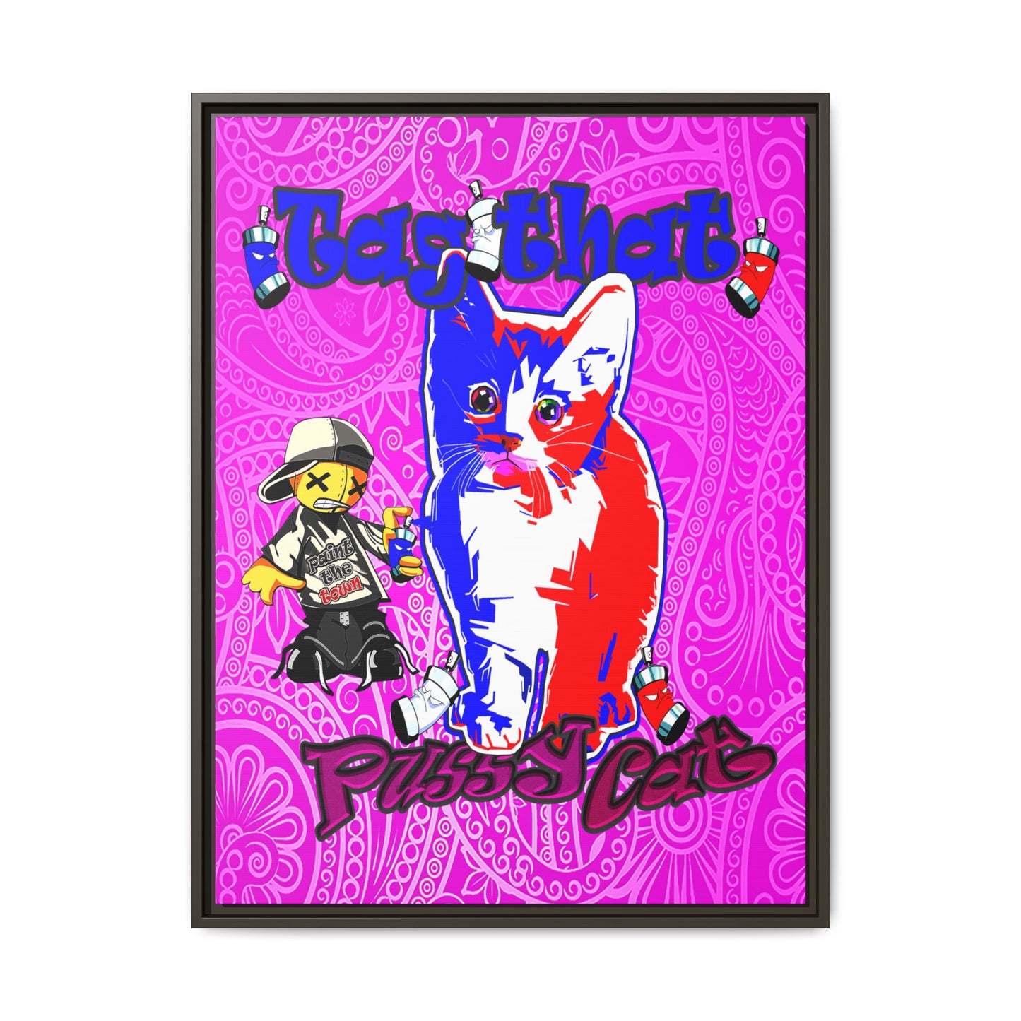 tag that - framed canvas art (pink swirl)