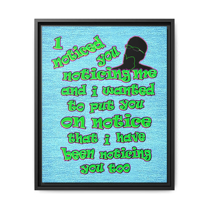 noticed you noticing - framed canvas art (faded blue)