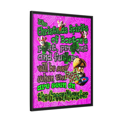 christmas spirits of boston - framed canvas art (pink swirl)