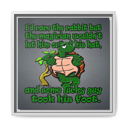 turtle race - framed canvas art (grey-light grey)