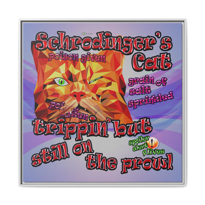 schrodinger's cat - framed canvas art (light blue-pink wave)