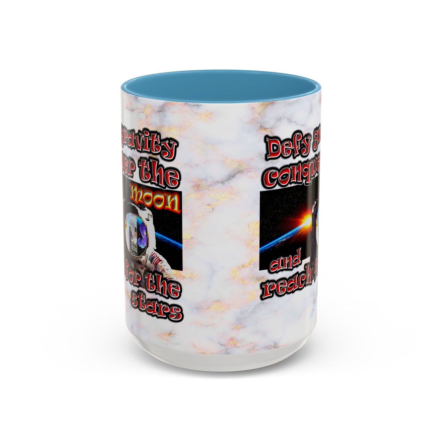 defy conquer reach - Accent Mug (white marble)