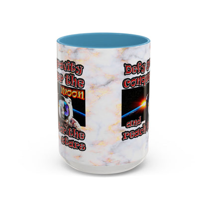 defy conquer reach - Accent Mug (white marble)