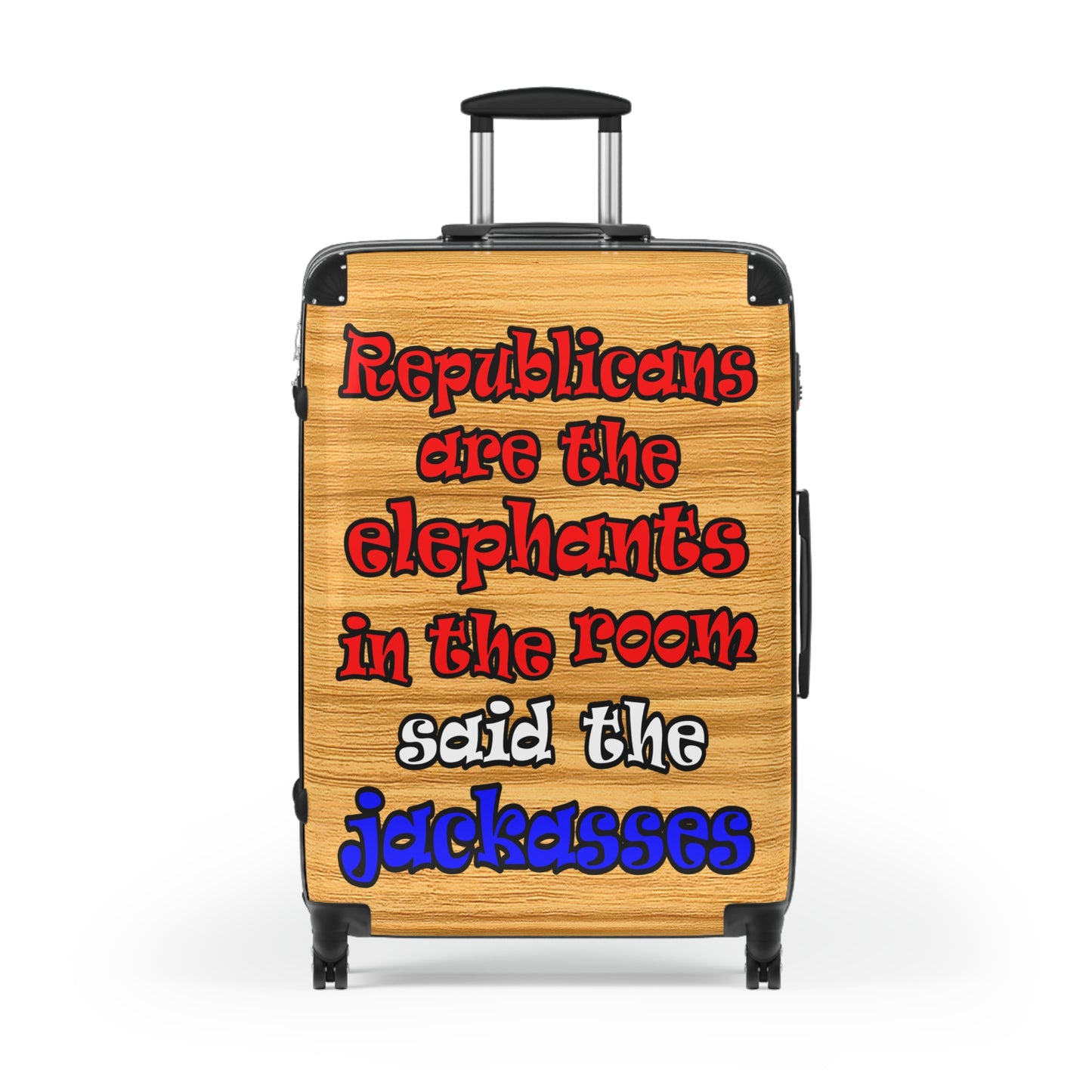donkeys and elephants - Suitcase (butterscotch wood finish)
