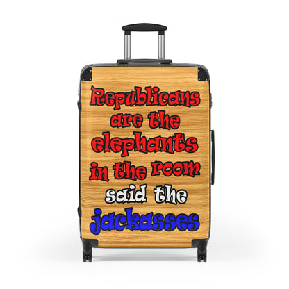 donkeys and elephants - Suitcase (butterscotch wood finish)