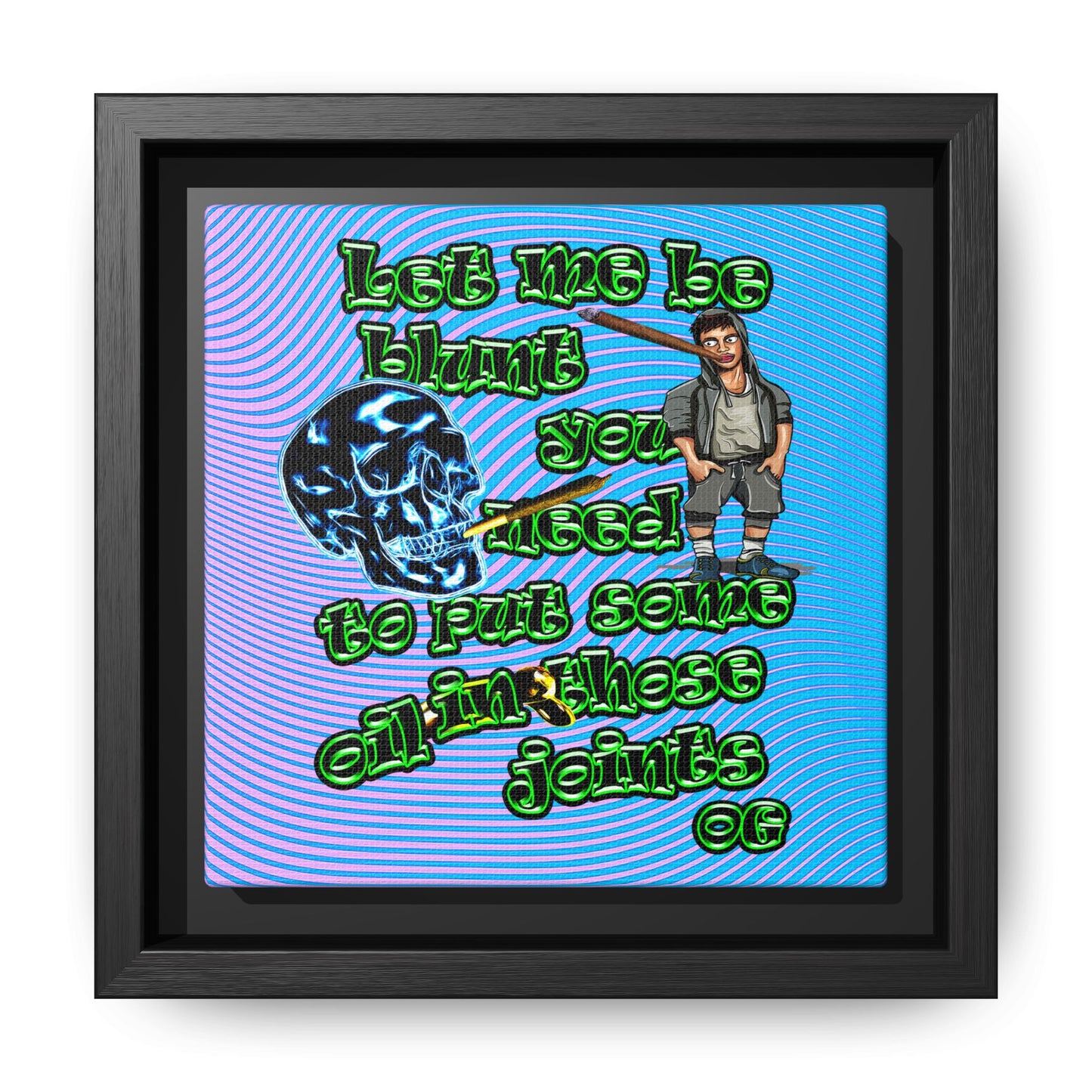 og - framed canvas art (light blue-purple wave)